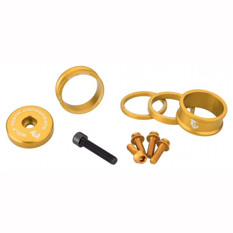 Kit Spacers, Stem Cover and Screws WOLFTOOTH BLING KIT Gold
