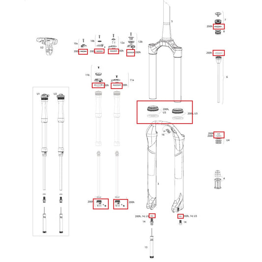 Zestaw konserwacyjny 200 godzin/rok ROCKSHOX SID SL 32mm/RL/RLC/XX/SELECT/SELECT+/ULT (2017-2020) Gen-B