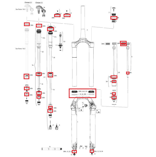 Zestaw konserwacyjny 200 h/rok ROCKSHOX LYRIK BASE/SELECT/SELECT+/ULTIMATE (2022+) GENERATION-D
