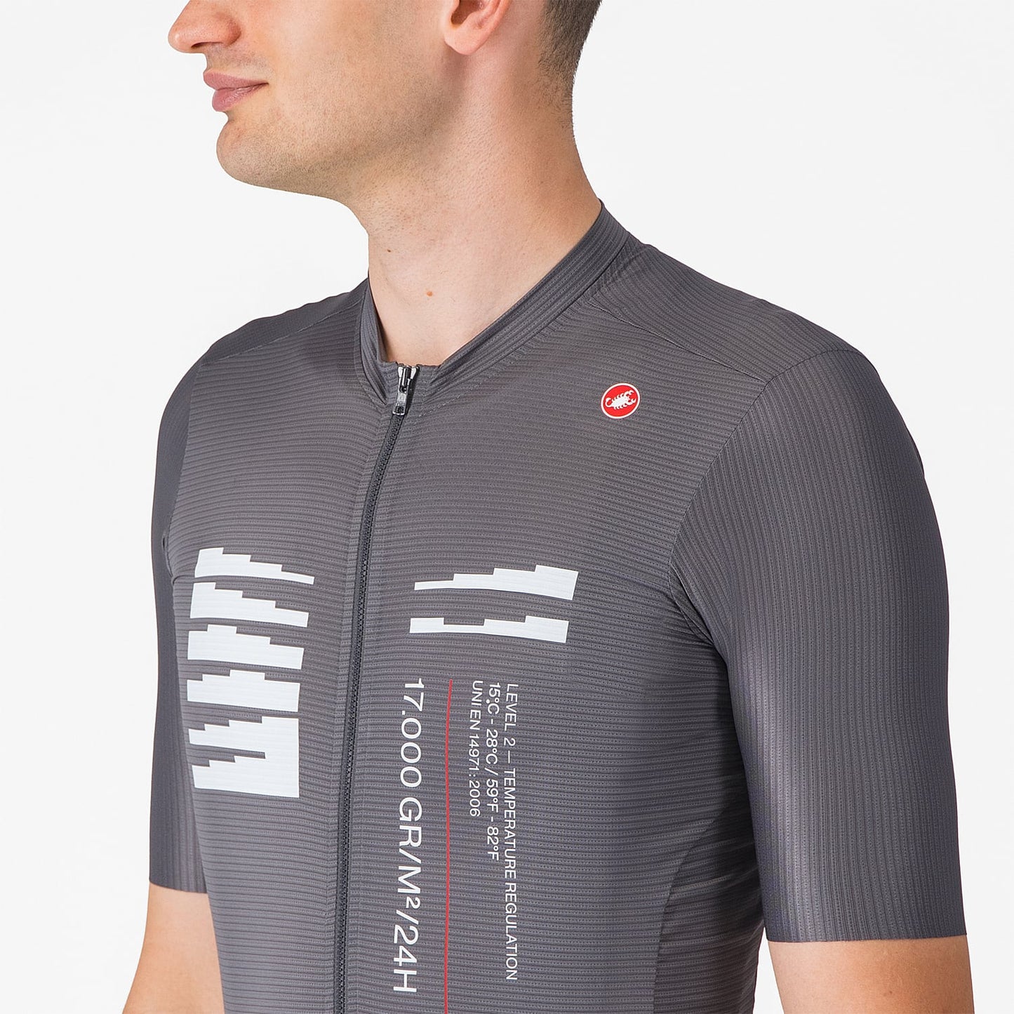 Koszulka z krótkim rękawem CASTELLI ESPRESSO R--A/D Smoke Grey