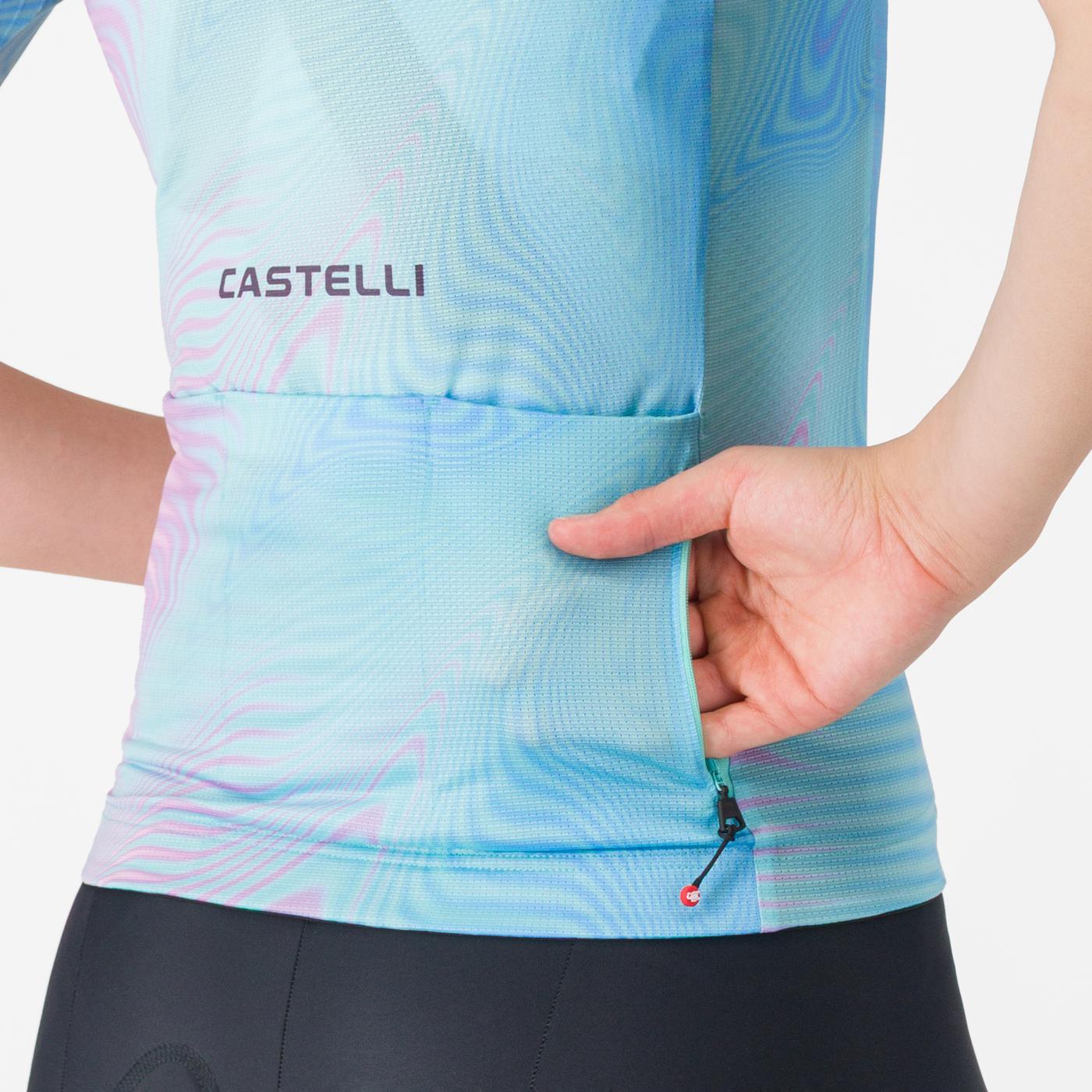 Damska koszulka z krótkim rękawem CASTELLI COSMIC VORTEX Turquoise