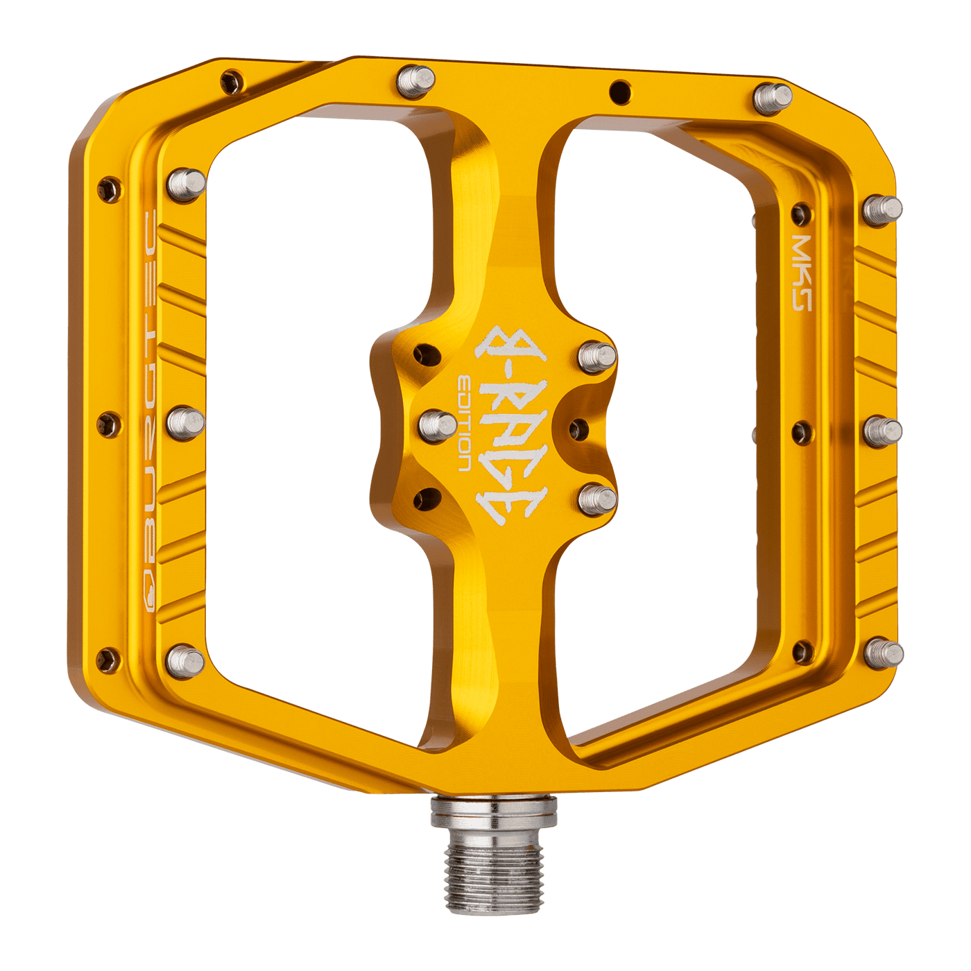 Płaskie pedały BURGTEC PENTHOUSE FLAT MK5 B-RAGE EDITION Gold
