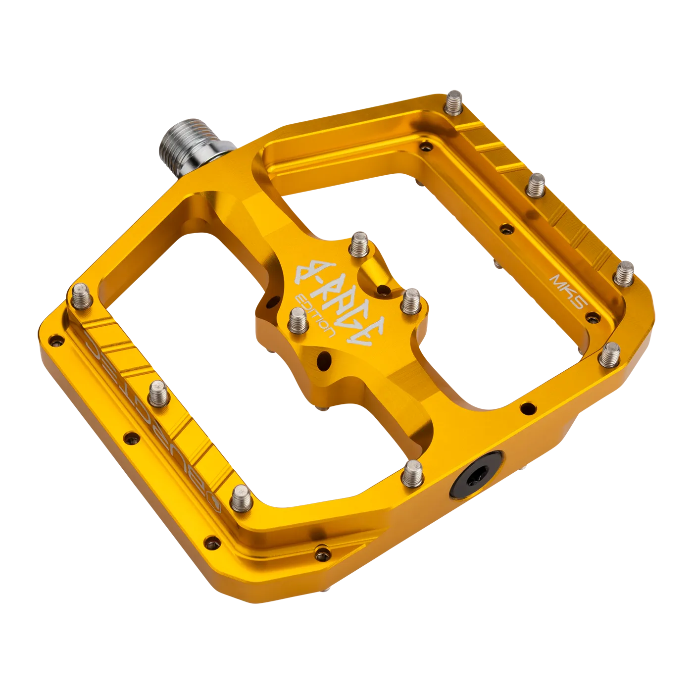 Płaskie pedały BURGTEC PENTHOUSE FLAT MK5 B-RAGE EDITION Gold