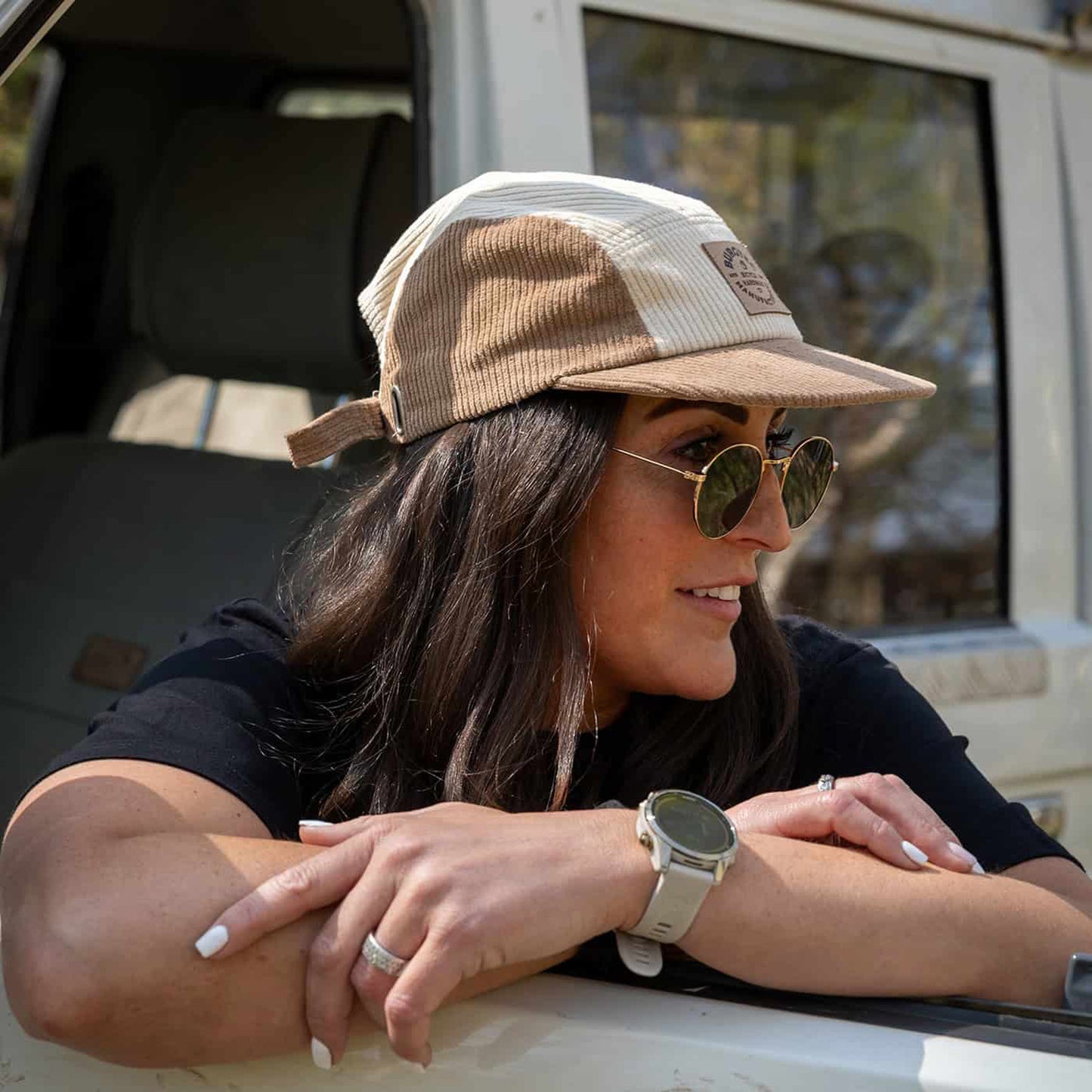 BURGTEC BANDIT CORDUROY FIVE PANEL Cap beżowo-brązowa