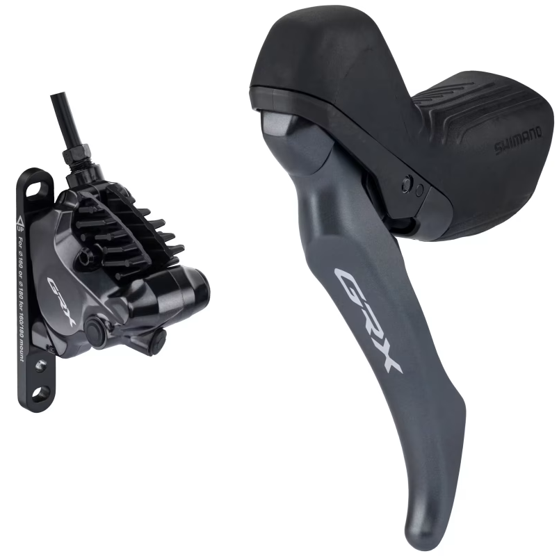 Lewa Klamka Hamulcowa 1x i Przedni Zacisk SHIMANO GRX BL-RX820 + BR-RX820 Flat Mount