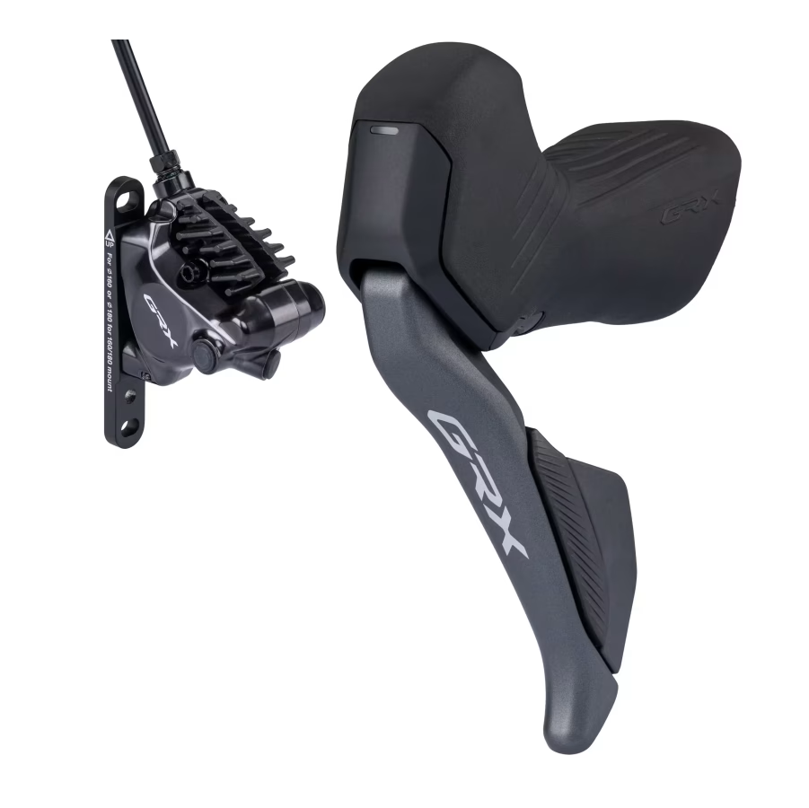 Lewa Dźwignia i Przedni Zacisk SHIMANO GRX Di2 ST-RX825 + BR-RX820 Flat Mount 2x12V