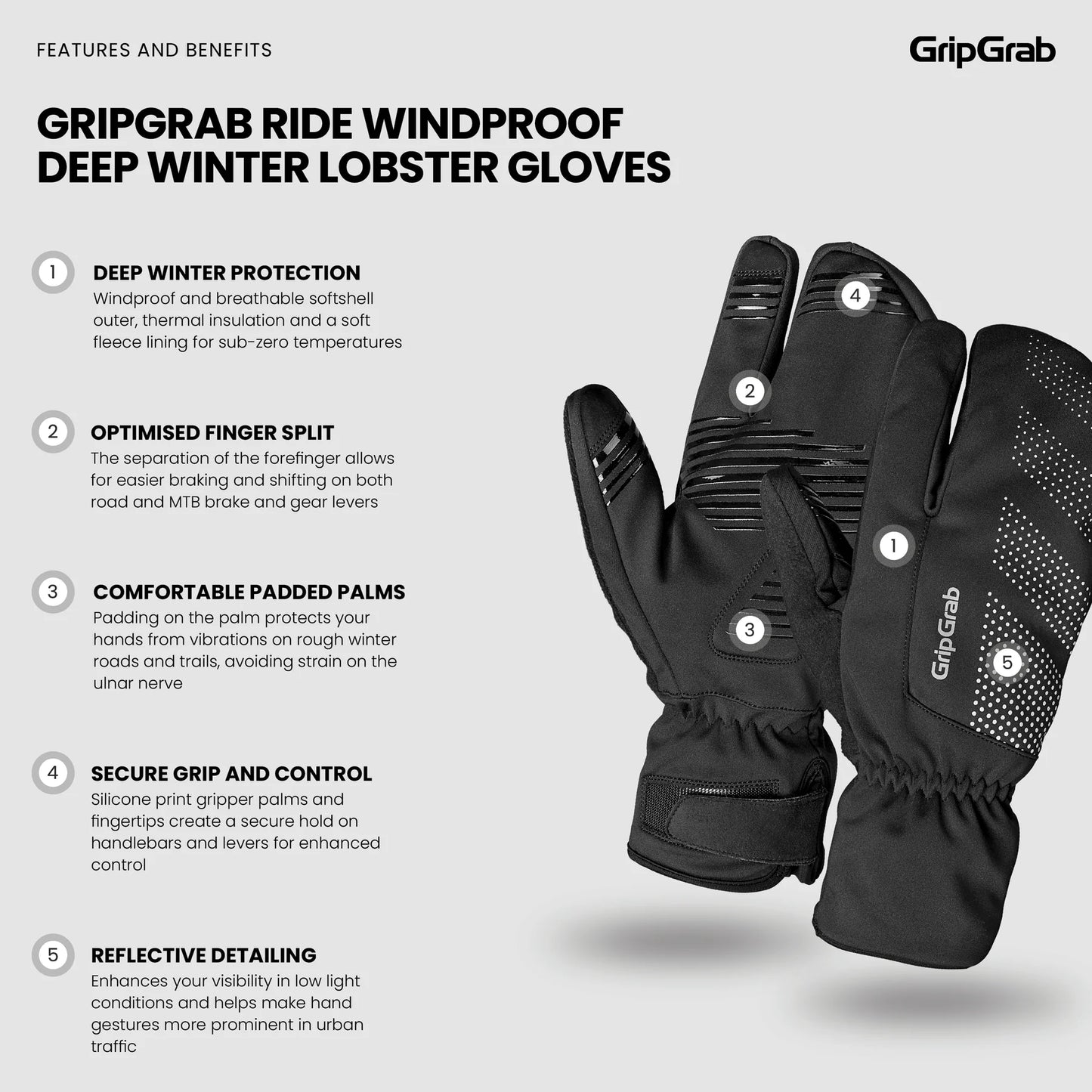 Rękawiczki GRIPGRAB DEEP WINTER LOBSTER żółte