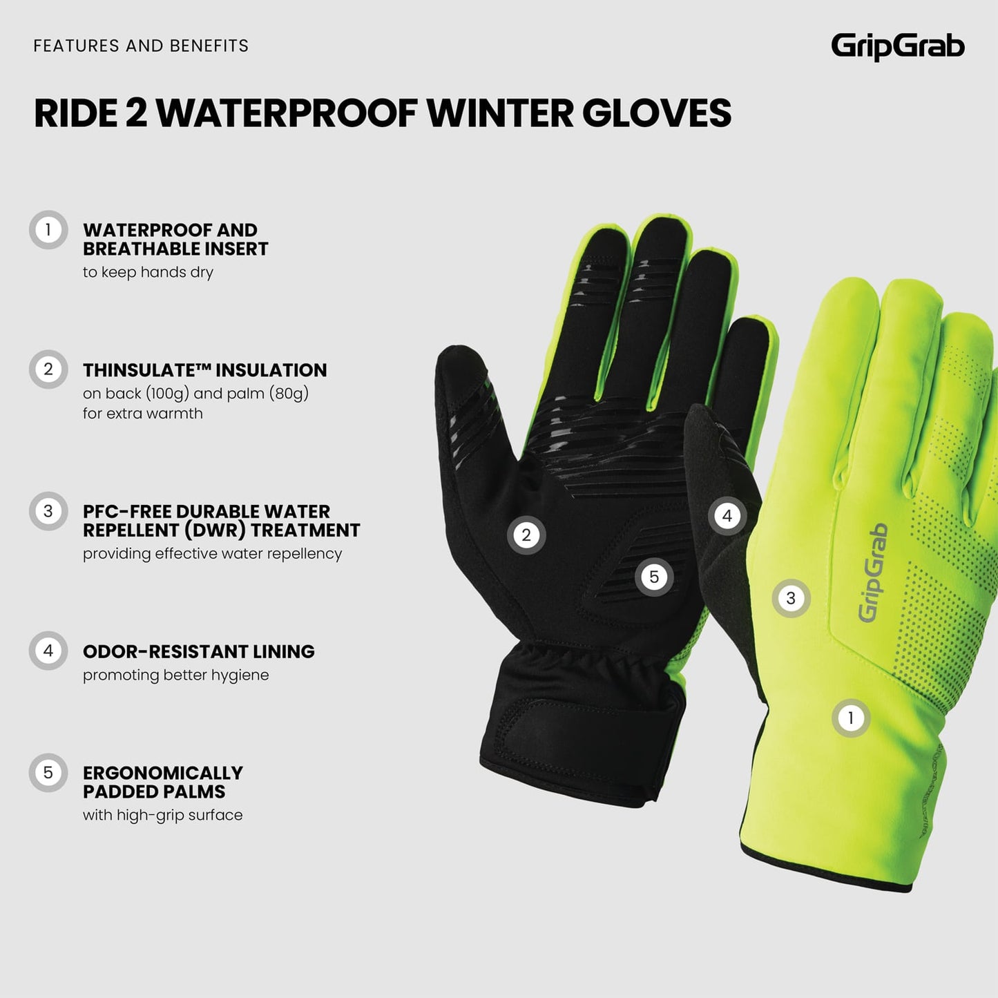 GRIPGRAB RIDE 2 WATERPROOF Gloves Yellow