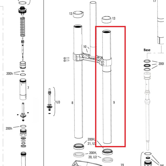 Left Plunger ROCKSHOX 38MM BOXXER D1+(2024+) Black