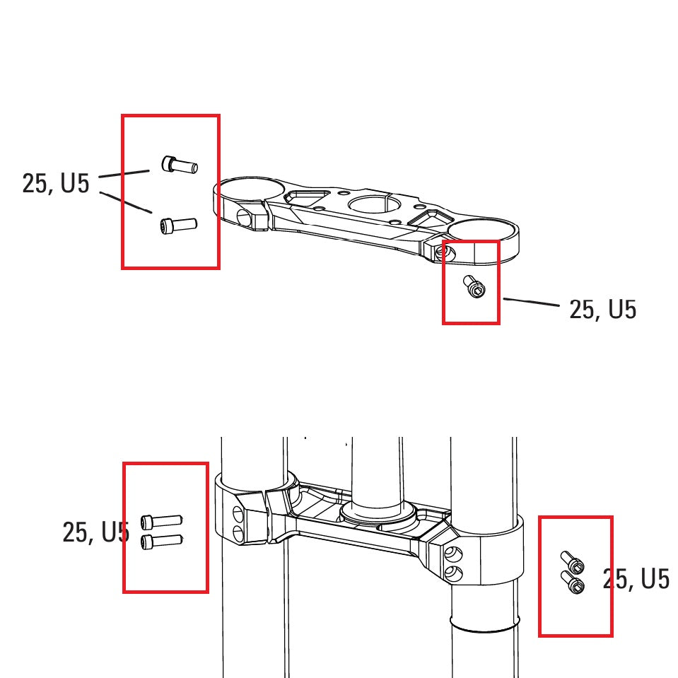 Zestaw śrub do korony widelca ROCKSHOX BOXXER D1 (2024+)
