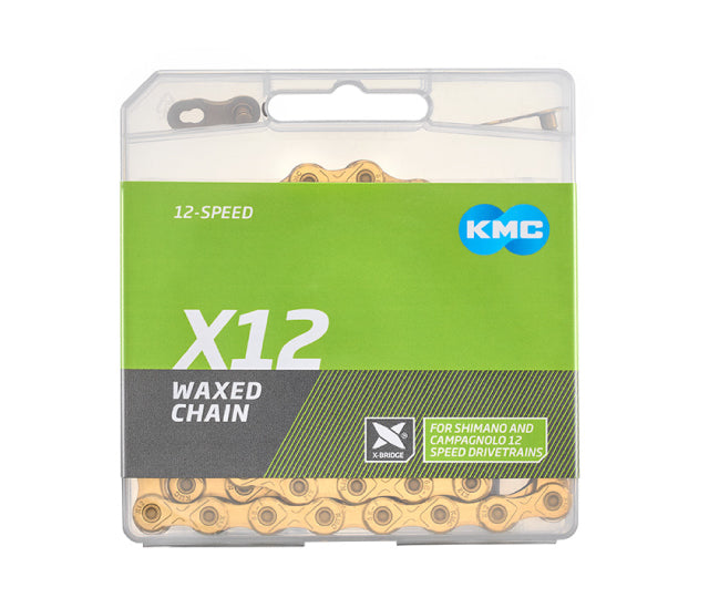 Łańcuch 12 V KMC X12, woskowany, złoty