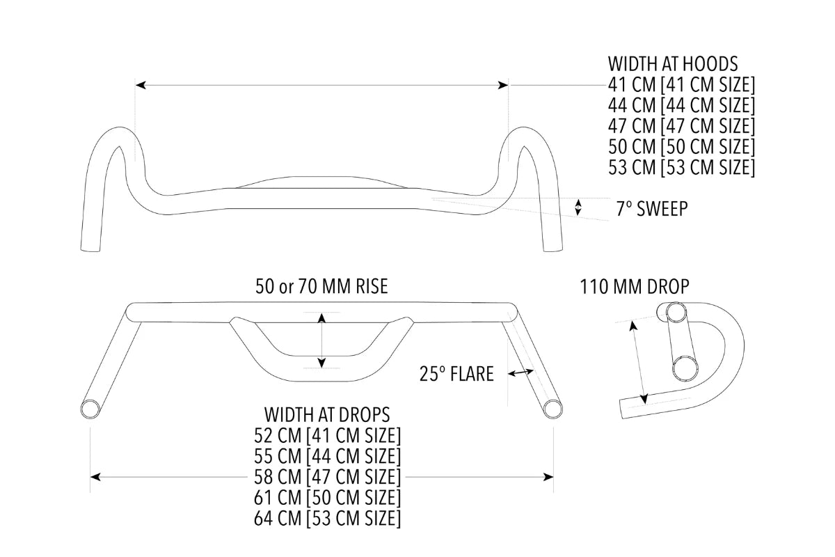 REDSHIFT Gravel Handlebar, Top Shelf 25° Flare Rise 70mm