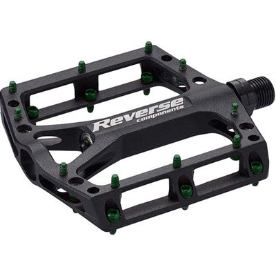 Płaskie pedały REVERSE COMPONENTS BLACK ONE czarny/zielony