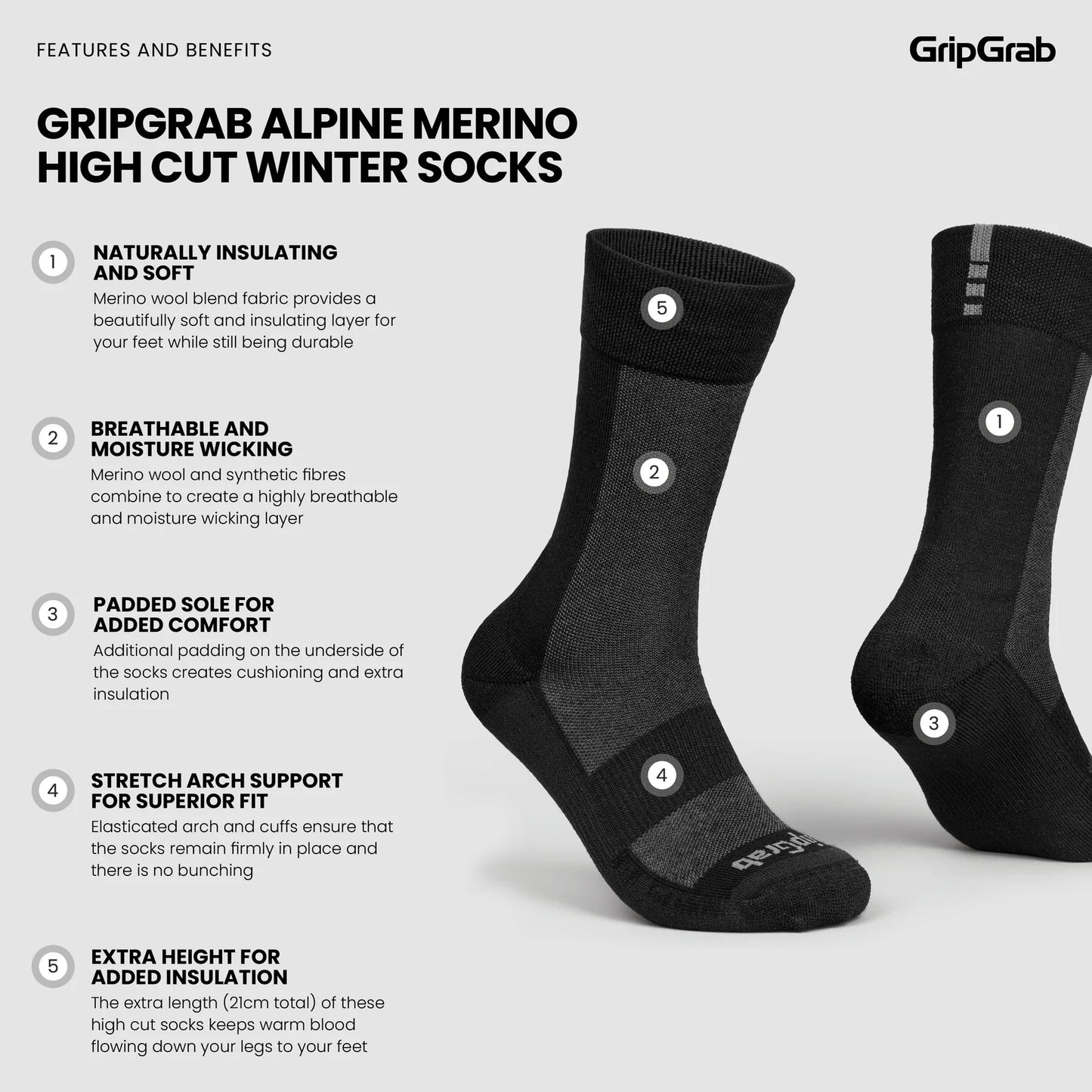 GRIPGRAB ALPINE MERINO HIGH Socks Black