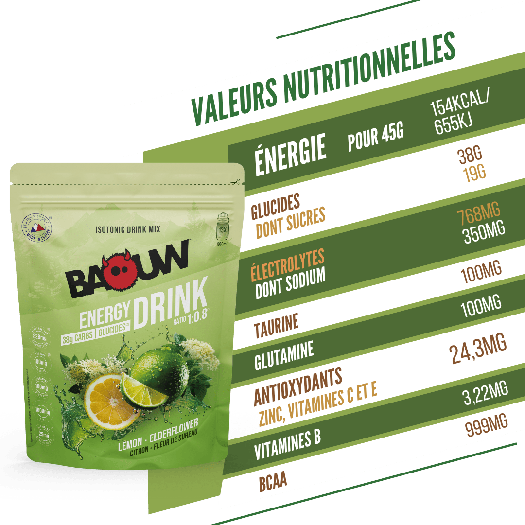 BAOUW ISOTONIC Energy Drink (585g) Cytryna, kwiat czarnego bzu