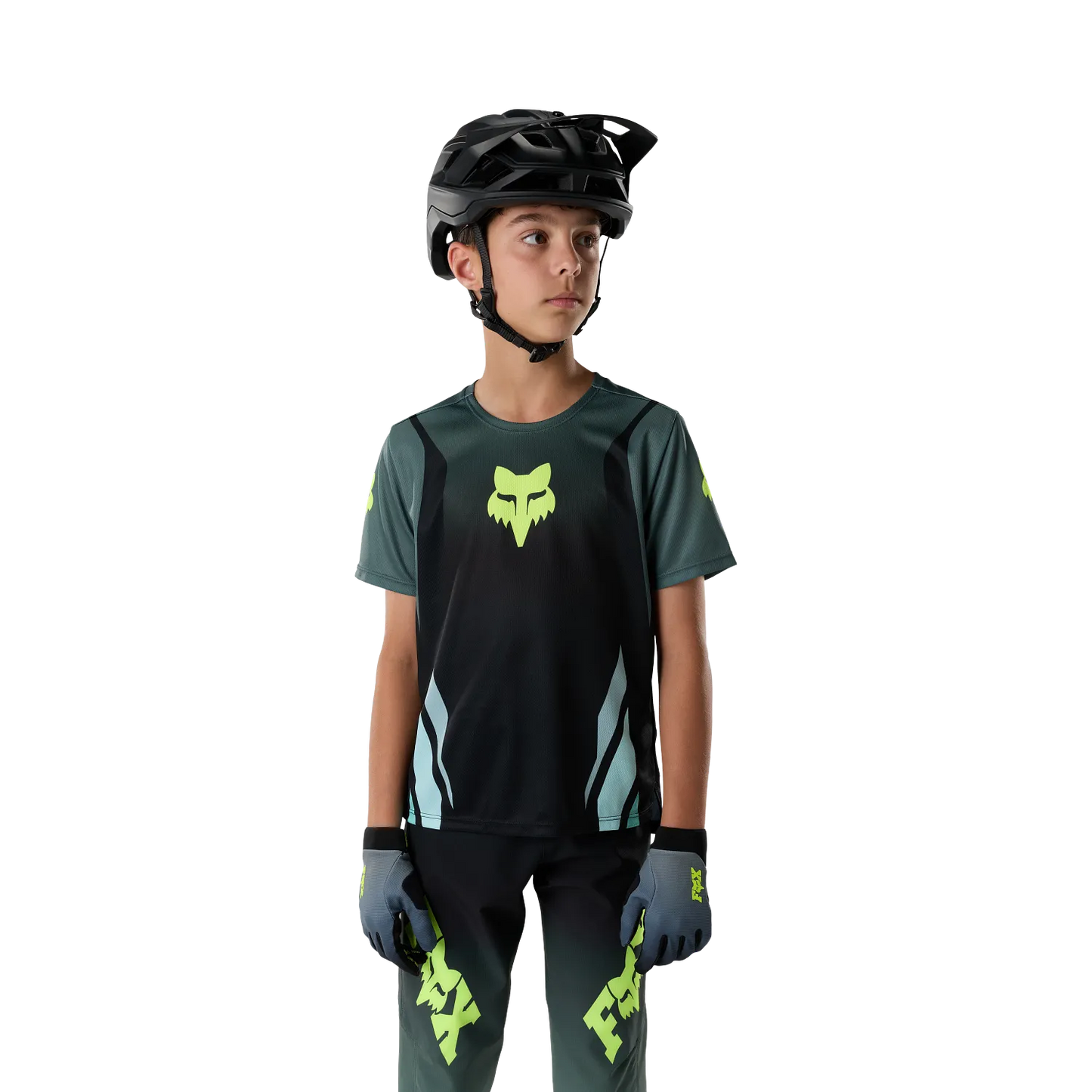 Koszulka rowerowa FOX RANGER FOUNDRY Junior Krótki Rękaw Szałwiowa