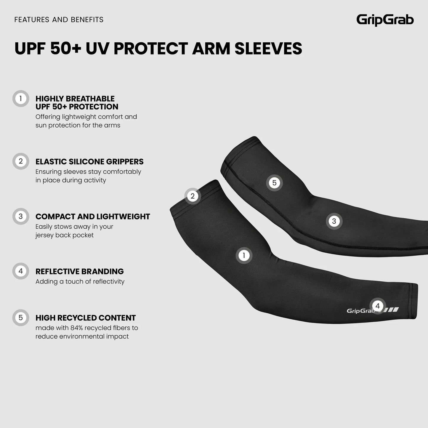 Rękawy GRIPGRAB UPF 50+ UV PROTECT białe