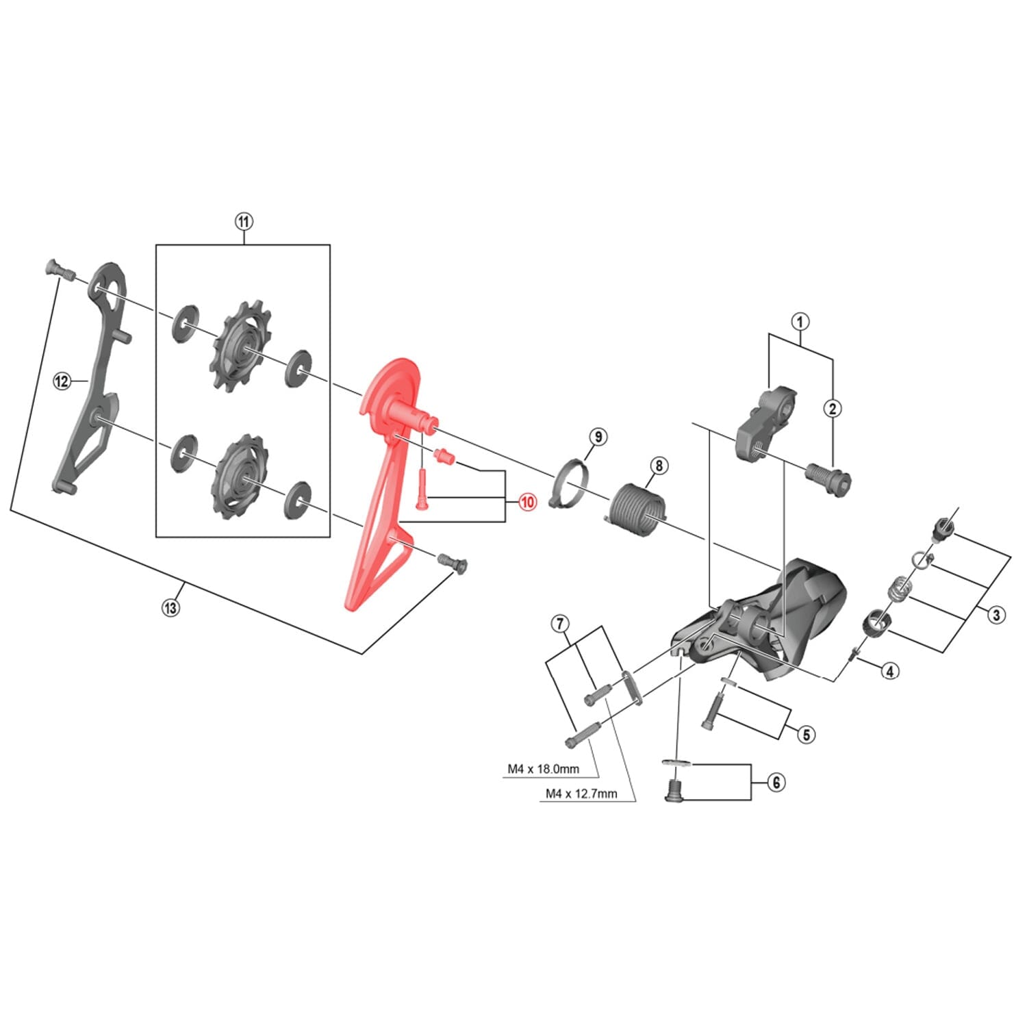 Chape de Dérailleur Arrière Externe Courte SHIMANO DURA-ACE RD-R9100 SS #Y5ZR98070