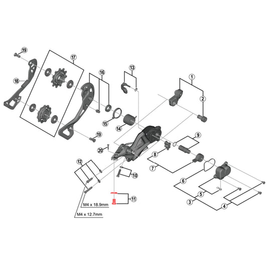 Vis de Serrage Cable de Dérailleur Arrière SHIMANO XTR M9000 / M9120 #Y5PV98080