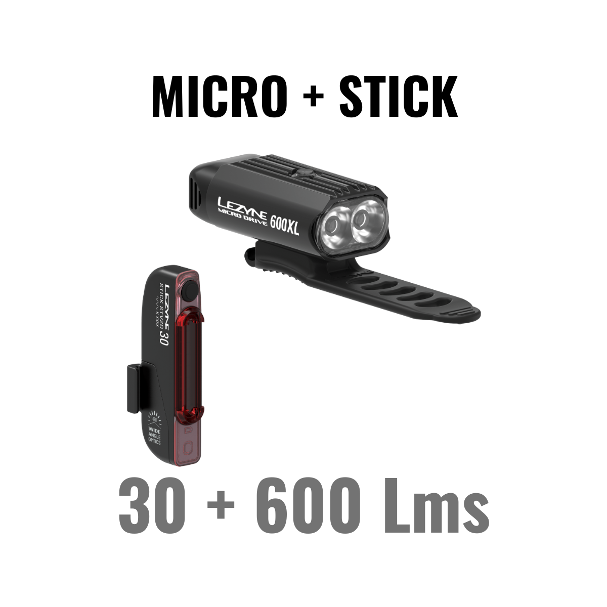 Światła przednie i tylne LEZYNE MICRO DRIVE 600XL / STICK DRIVE