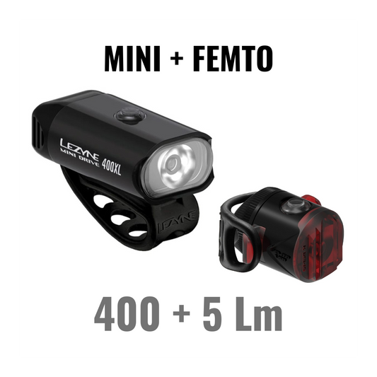 Światła przednie i tylne LEZYNE MINI DRIVE 400XL / FEMTO USB