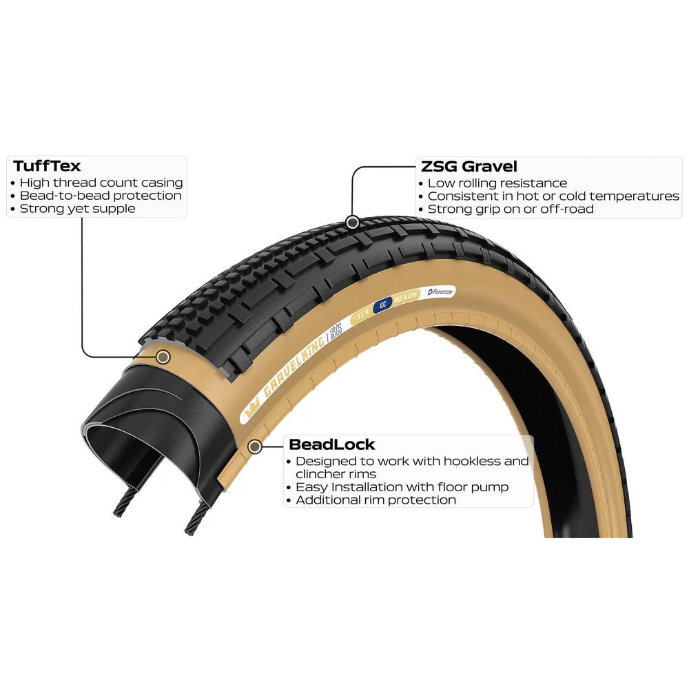 Opona PANARACER GRAVELKING SK TLR 650x43b Tubeless Ready Beige