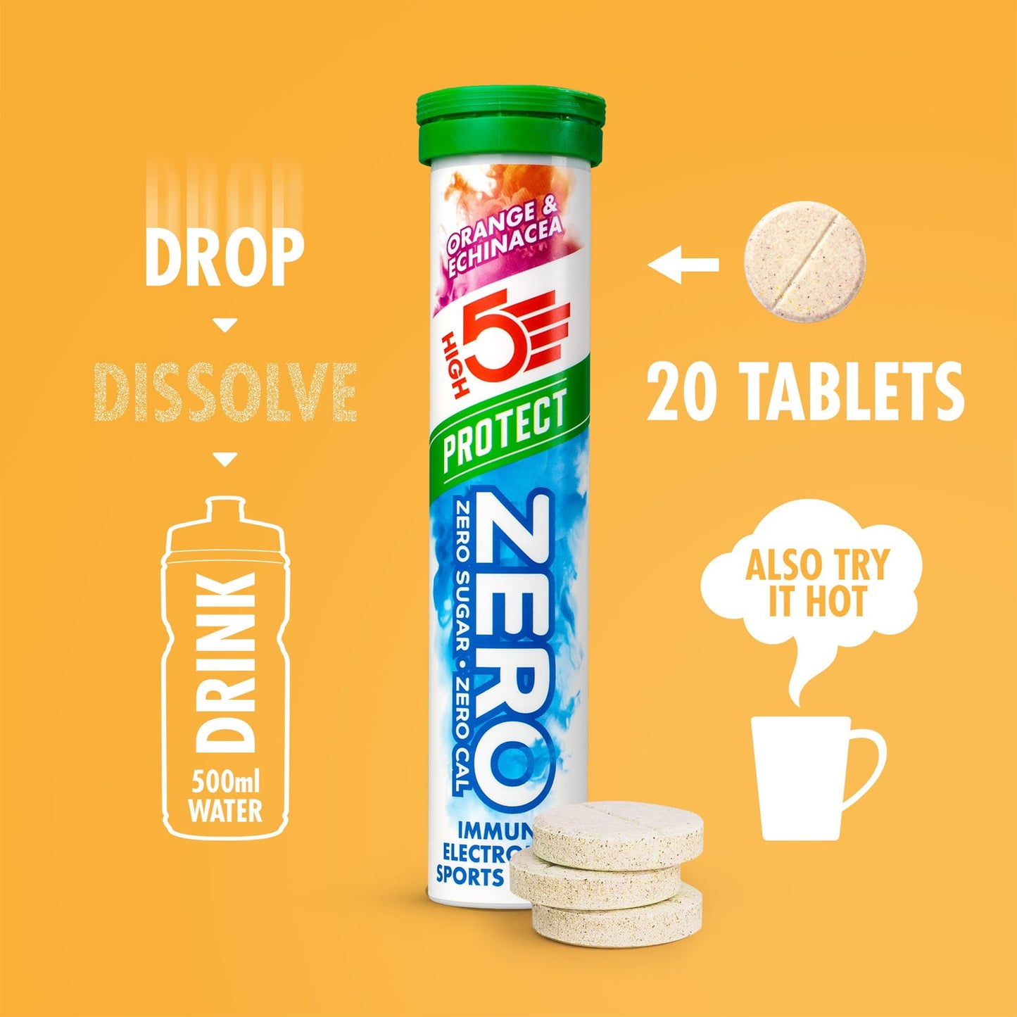 Elektrolitowe tabletki nawadniające High5 ZERO PROTECT (x20) Orange & Echinacea