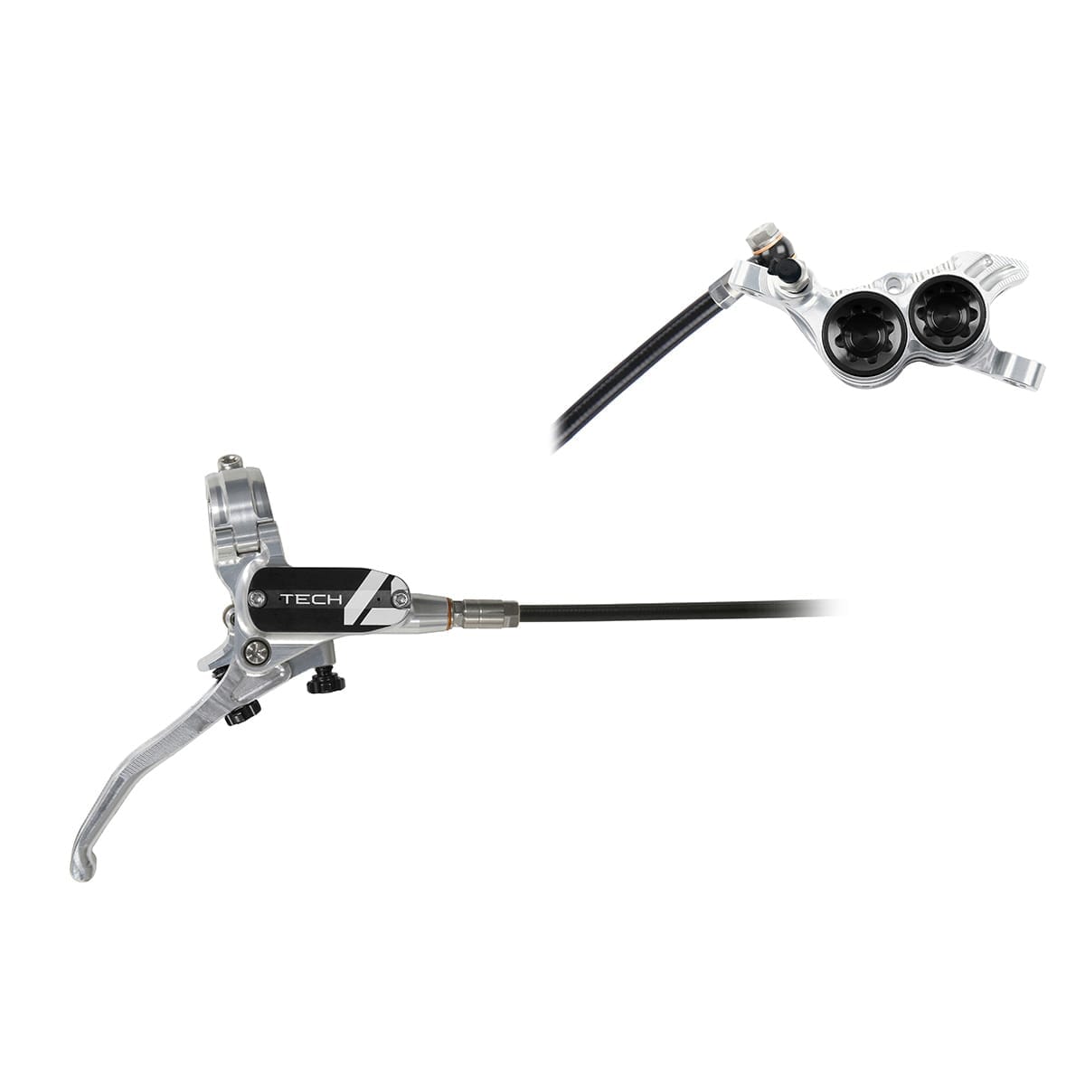 Para hamulców HOPE TECH 4 V4 Aviation Discless Hamulce srebrno-czarne