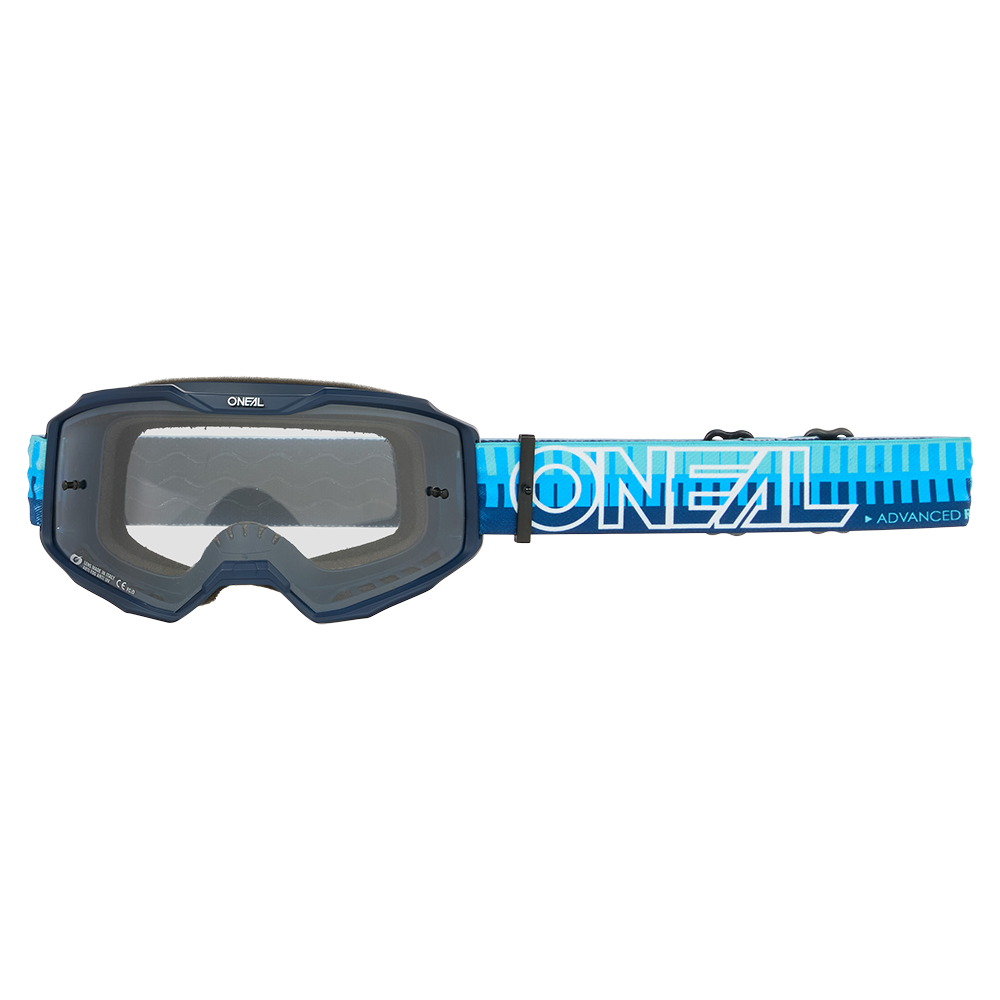 Maska O'NEAL B-10 STRIPED Mask Blue Clear Shield