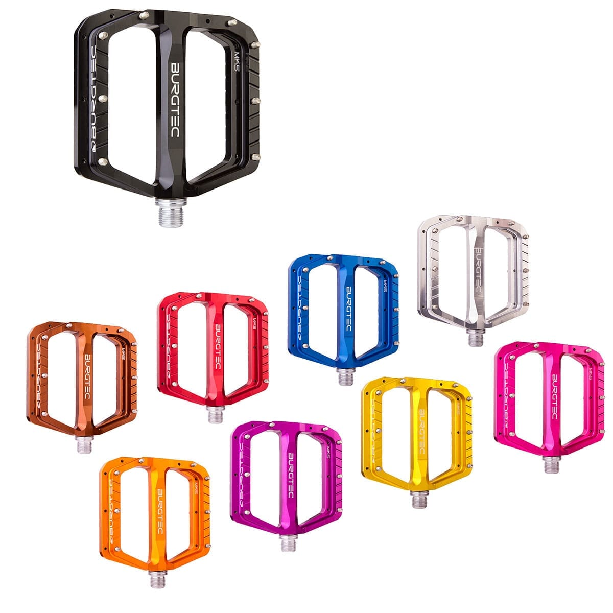 burgtec pedals orange BURGTEC PENTHOUSE FLAT MK5 flat pedals Steel axle Orange – Probikeshop