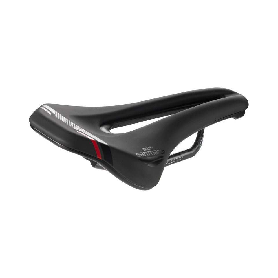 Siodełko SAN MARCO GROUND SHORT OPEN-FIT CARBON FX 140 mm czarne