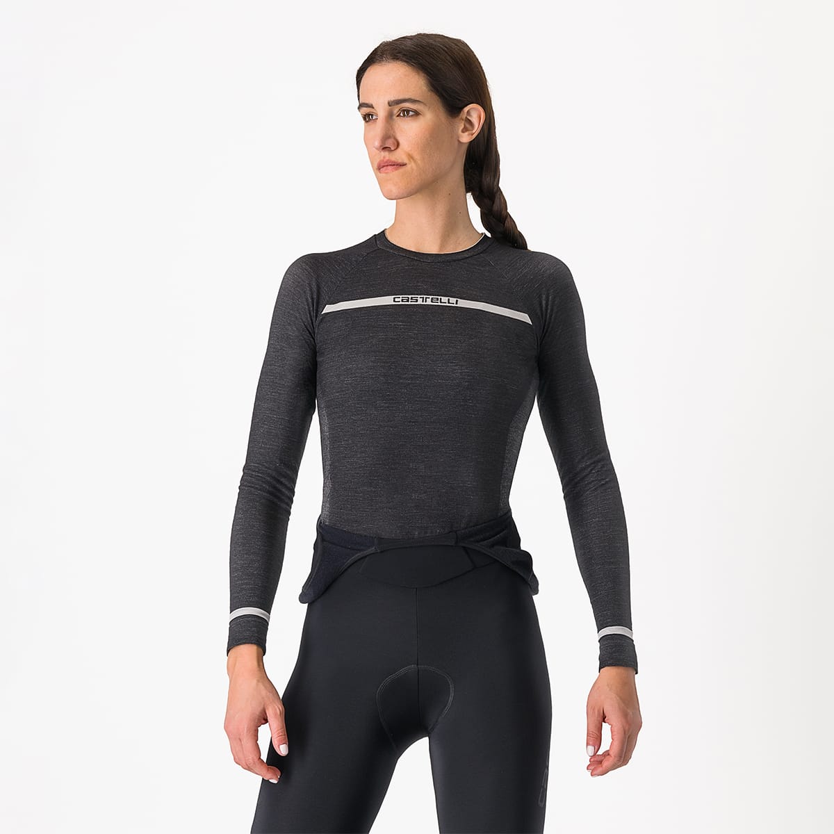 CASTELLI MERINO SEAMLESS Bielizna damska z długim rękawem czarny