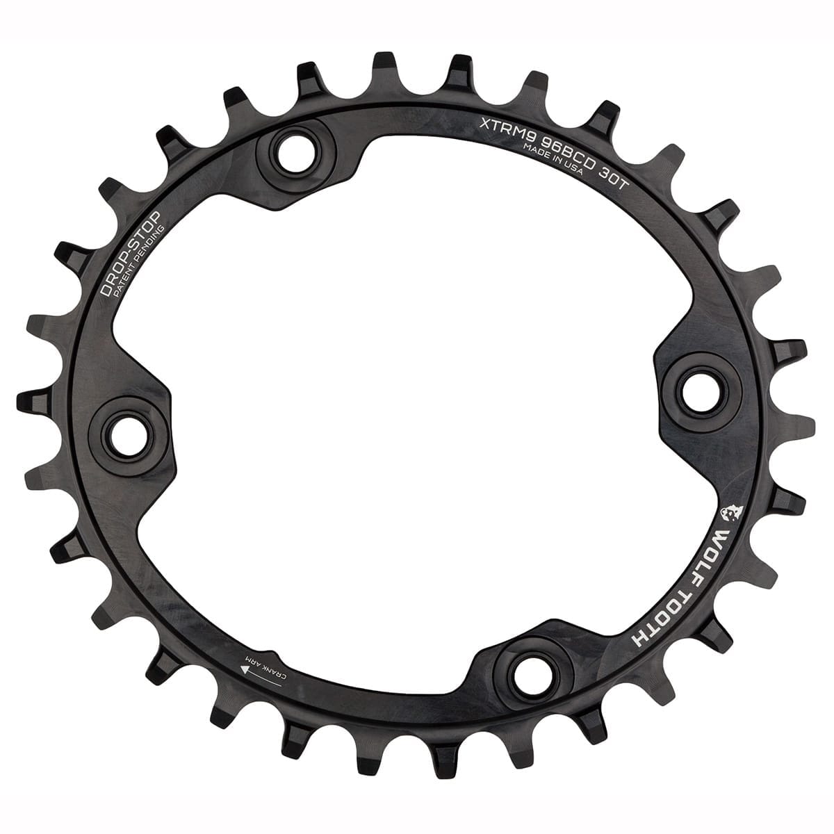 Tarcza łańcuchowa WOLF TOOTH ELLIPTICAL 96 BCD 11V Shimano XTR M9000/9020 z 4 otworami 96 mm, czarna