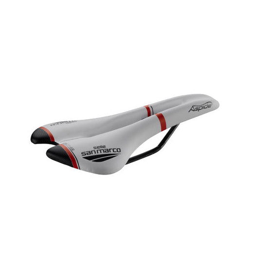 Siodełko SAN MARCO ASPIDE RACING OPEN FIT NARROW Rails Xsilite White/Black/Red