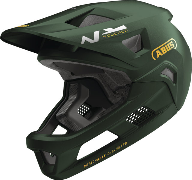 Kask MTB ABUS YOUDROP FF Junior Moss, zielony