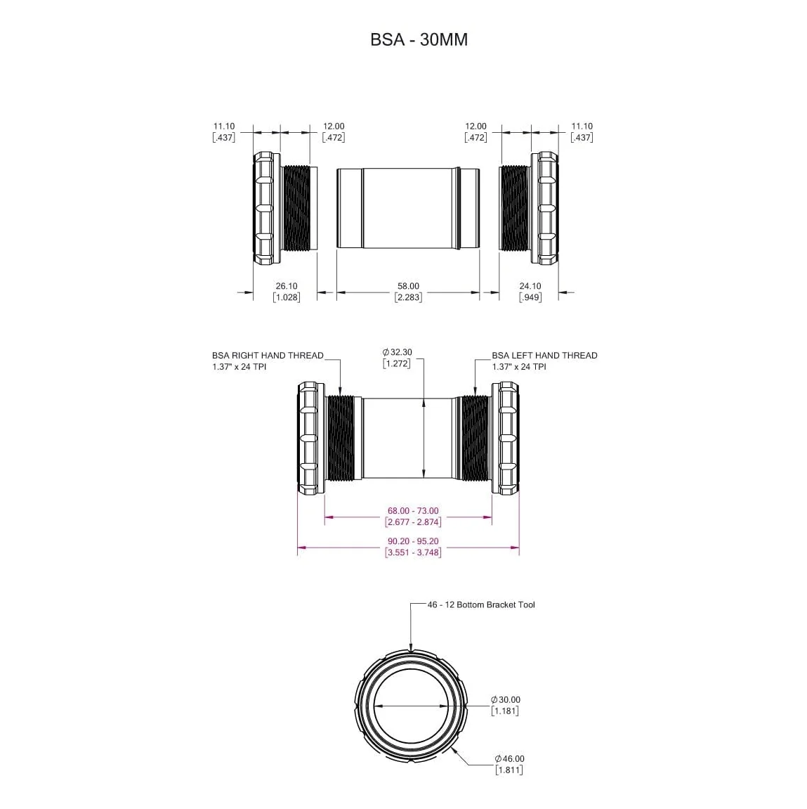 Mechanizm korbowy WOLFTOOTH BSA 30mm Ultraviolet Purple
