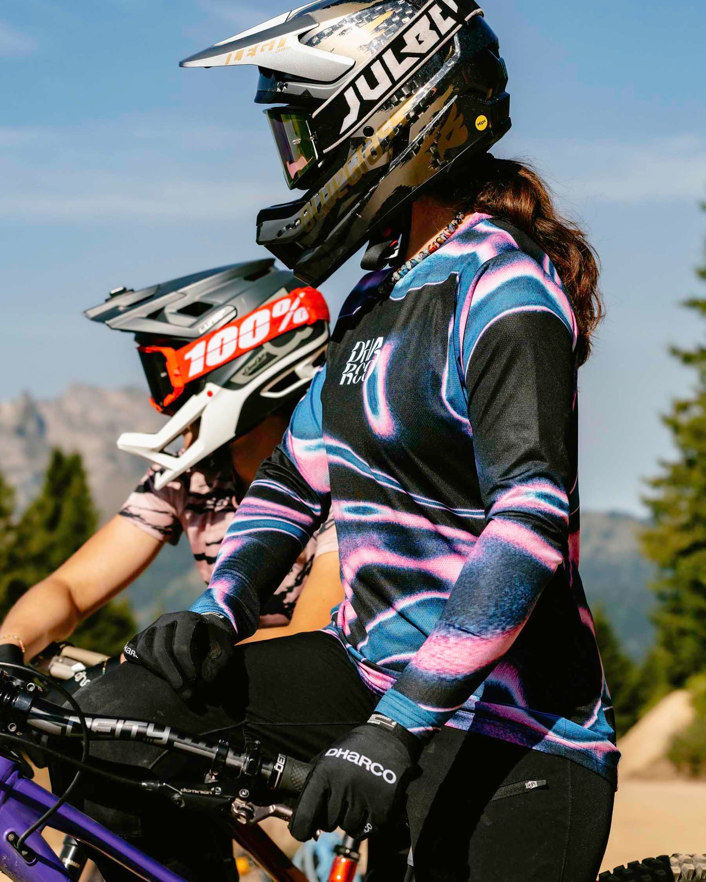 Damska koszulka z długim rękawem DHARCO RACE AURORA czarny/różowy