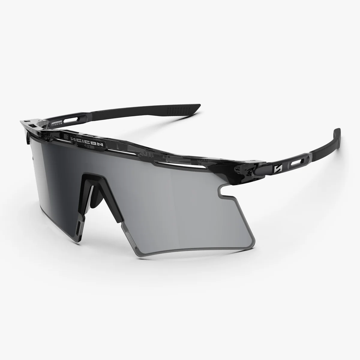 Okulary SCICON AEROSHADE 2.0 TITANIUM Czarny kryształ z połyskiem Multimirror Silver + różowe soczewki