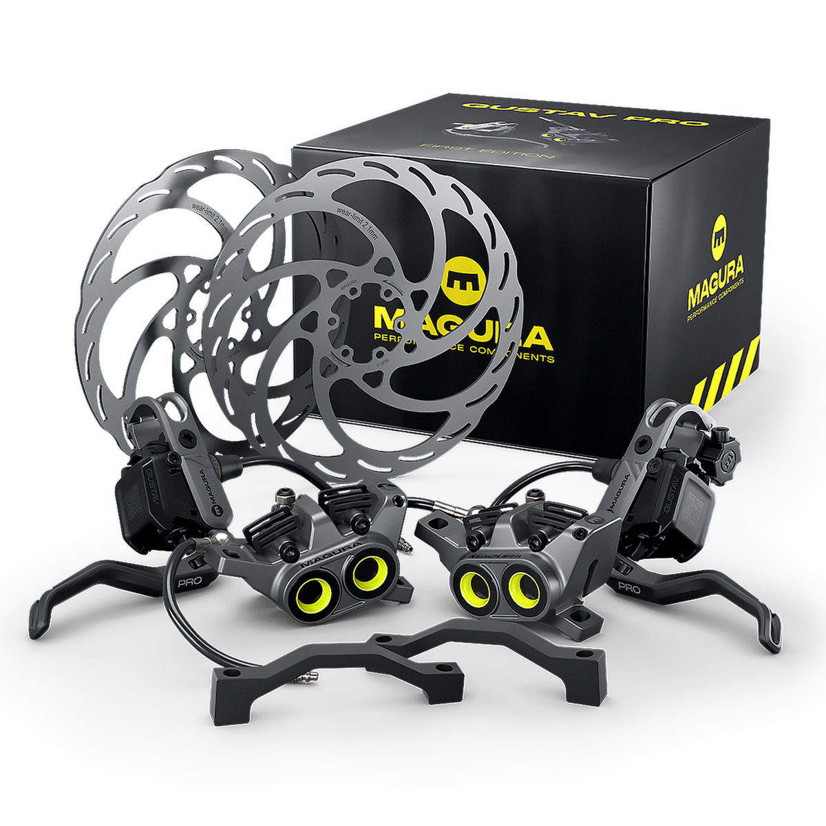 Pair of Magura Gustav Pro brakes (with discs) Pack First Edition