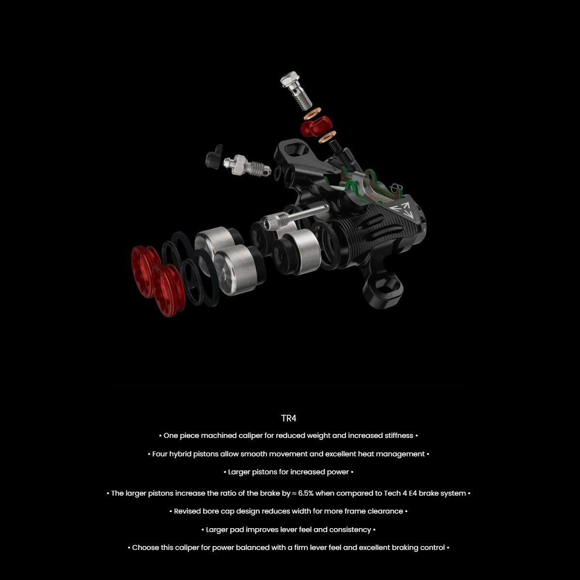 Hamulec przedni HOPE TECH 4 EVO TR4 czarny/czarny