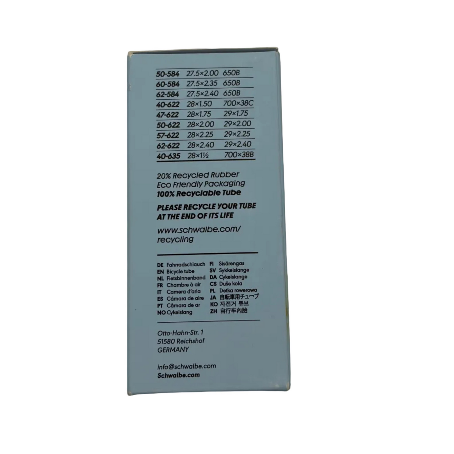 Dętka SCHWALBE EXTRA LIGHT SV 19L 27,5x2,0/2,40 – 29x1,75/2,40 Presta 40 mm