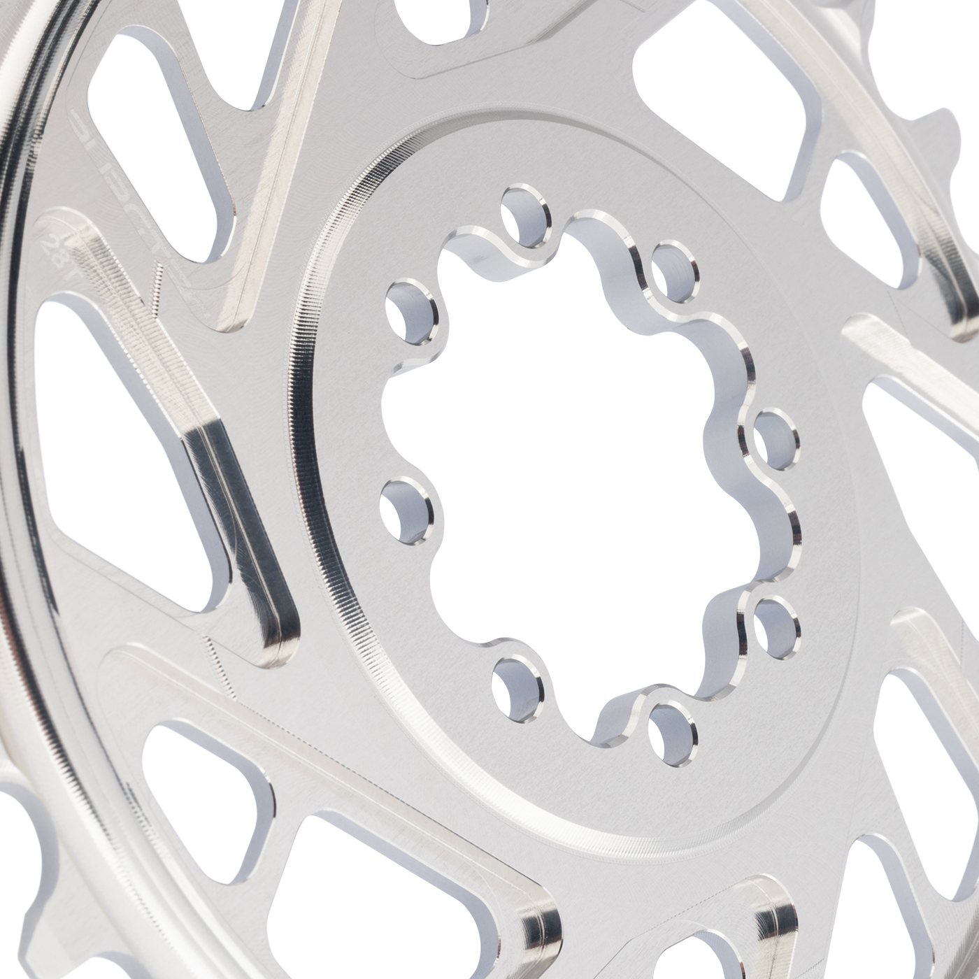 Tarcza łańcuchowa mono BURGTEC THICK THIN 12V BOOST montaż bezpośredni 8 śrub typu T wąski szeroki offset 3mm srebrny