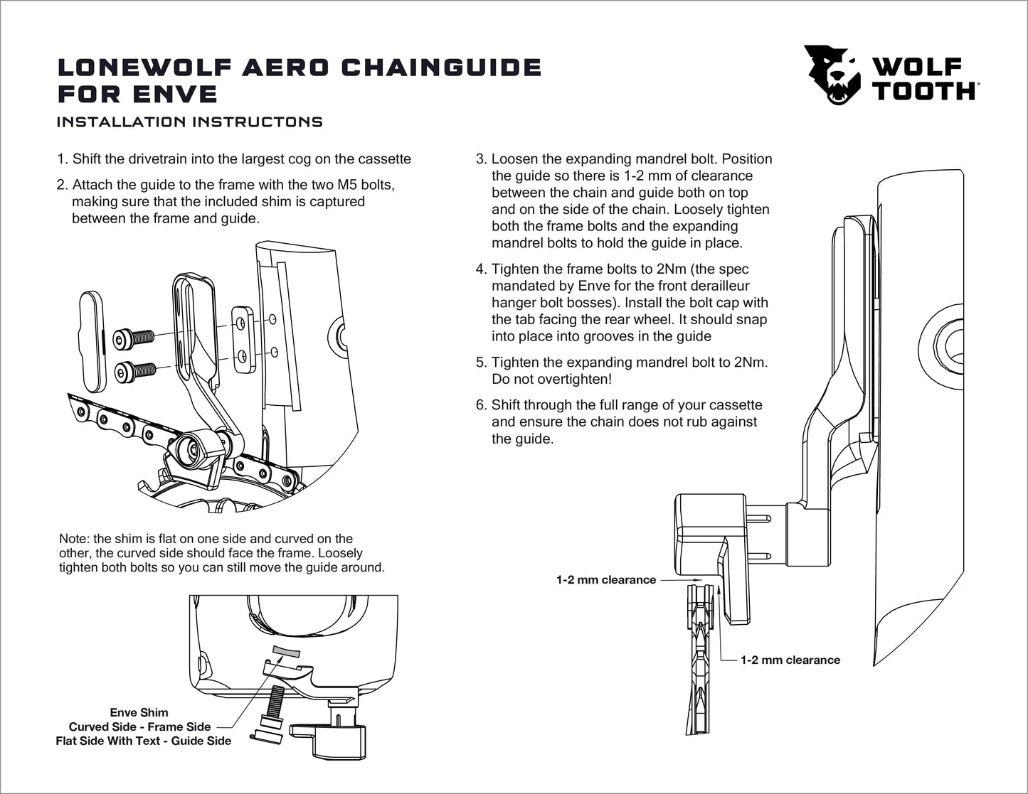 Chain guide WOLFTOOTH LONEWOLF AERO High Sweep for ENVE