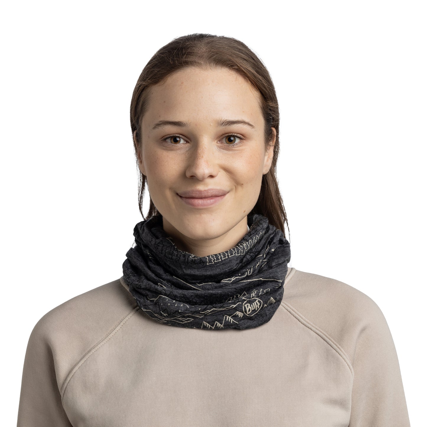 BUFF MERINO LIGHTWEIGHT PRINT Choker szary