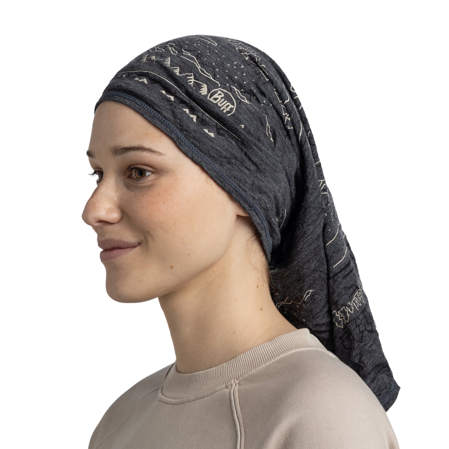 BUFF MERINO LIGHTWEIGHT PRINT Choker szary