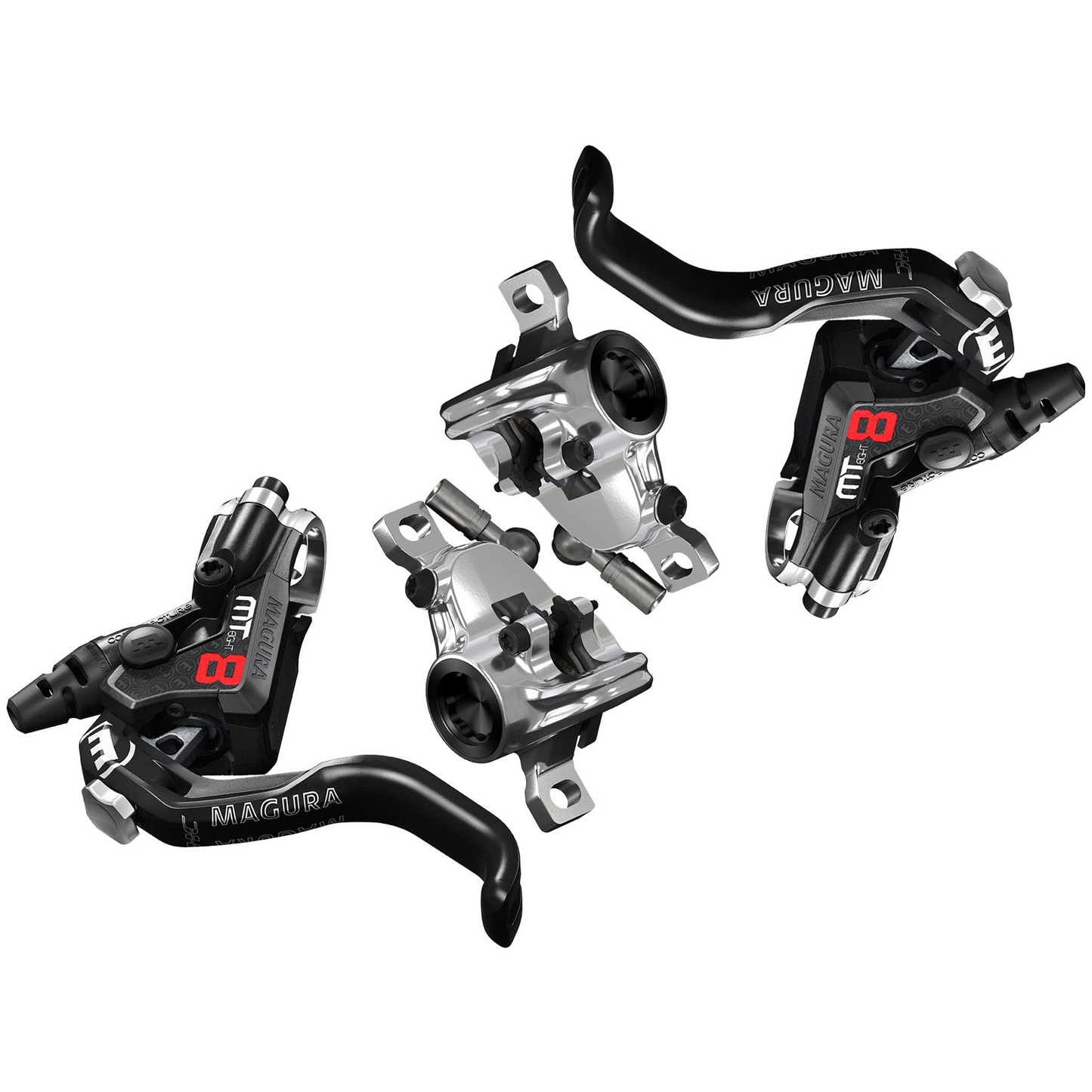 Pair of MAGURA MT8 PRO Discless Brakes Black/Silver