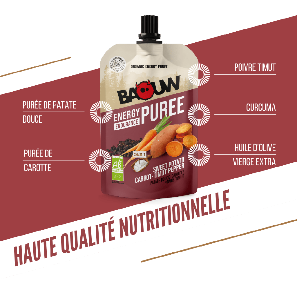 BAOUW Organic Energy Puree Savoury Recipe Sweet Potato/Carrot/Pepper (90g)