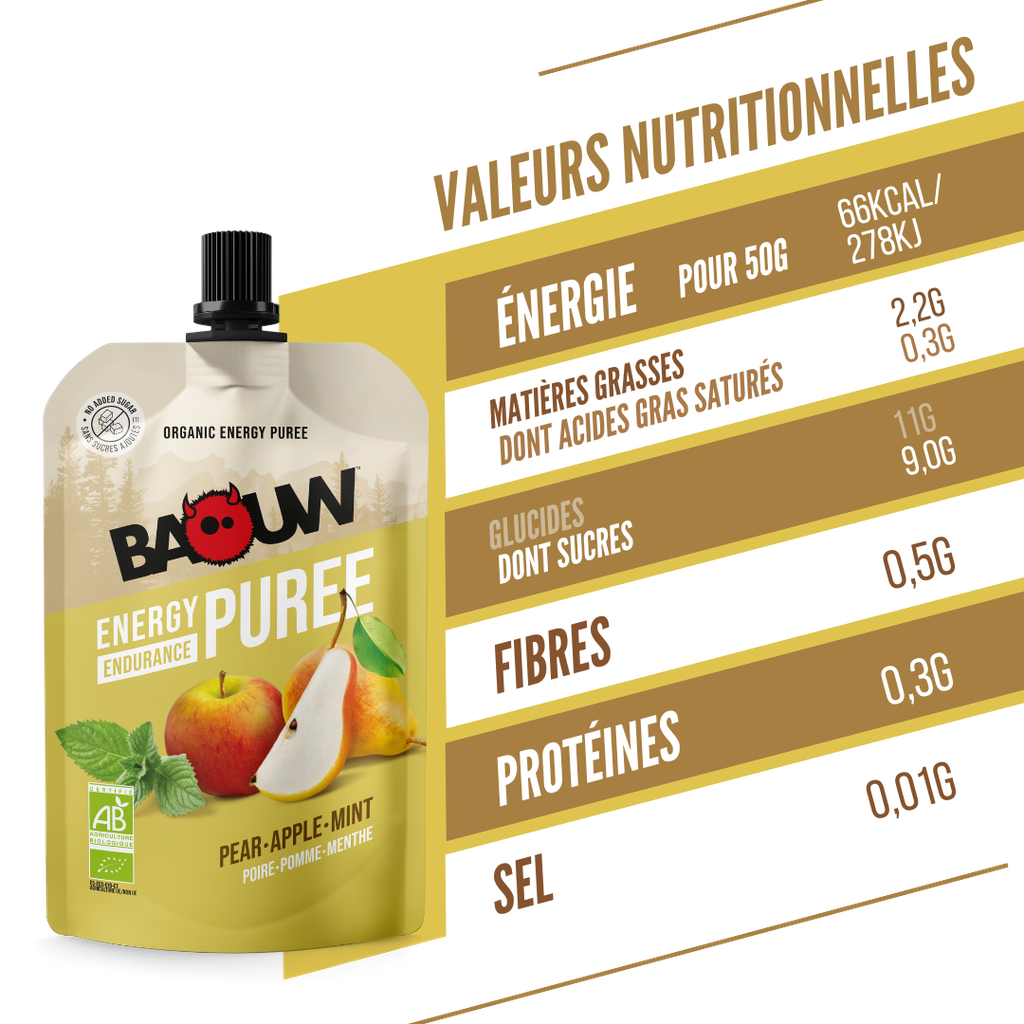 BAOUW Organic Recipe Fruit Energy Puree gruszka/jabłko/mięta (90g)