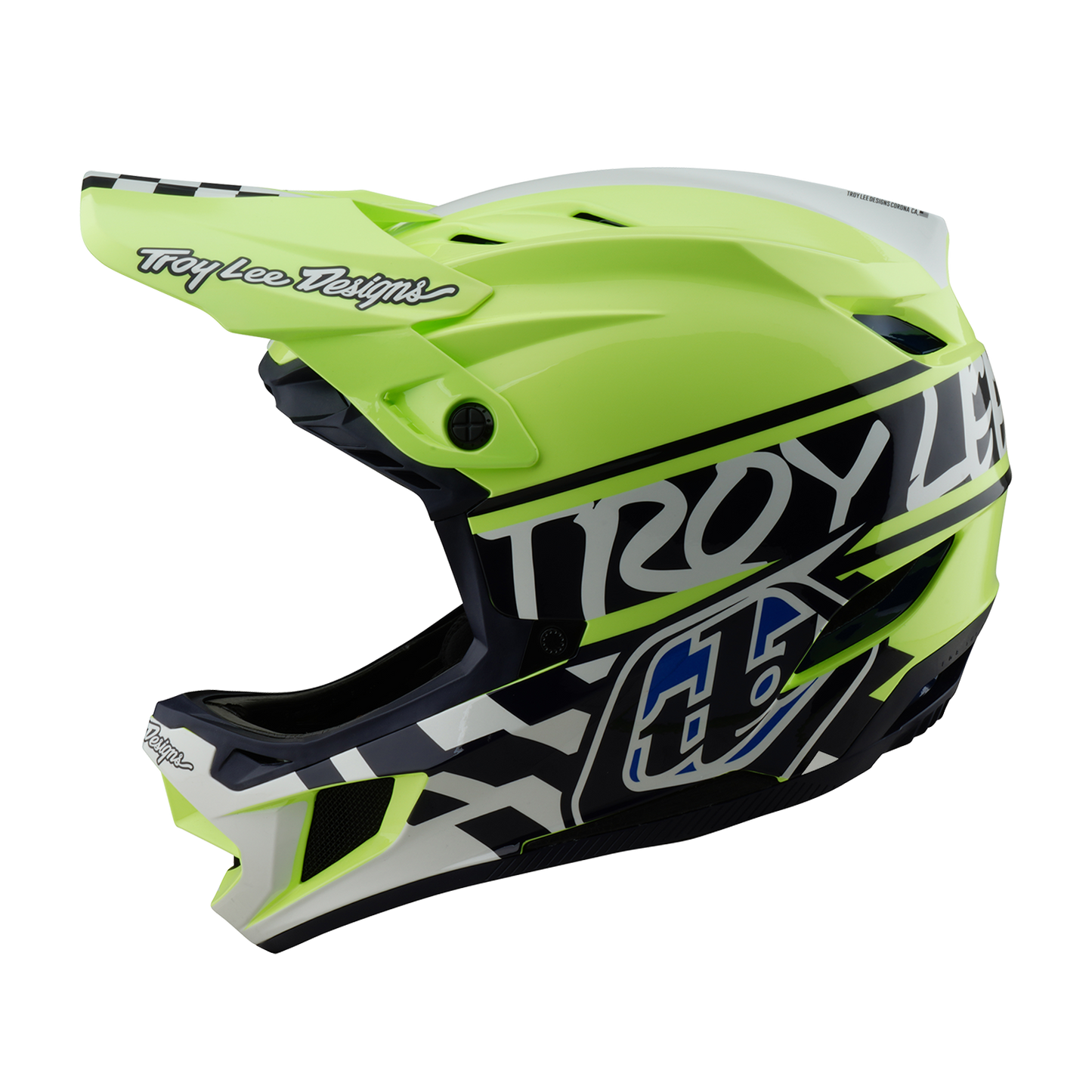 Kask MTB Troy Lee Design D4 POLYACRYLITE MIPS FIFTY 50 żółty/niebieski