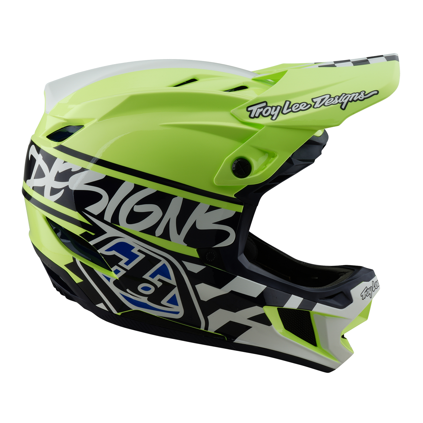 Kask MTB Troy Lee Design D4 POLYACRYLITE MIPS FIFTY 50 żółty/niebieski